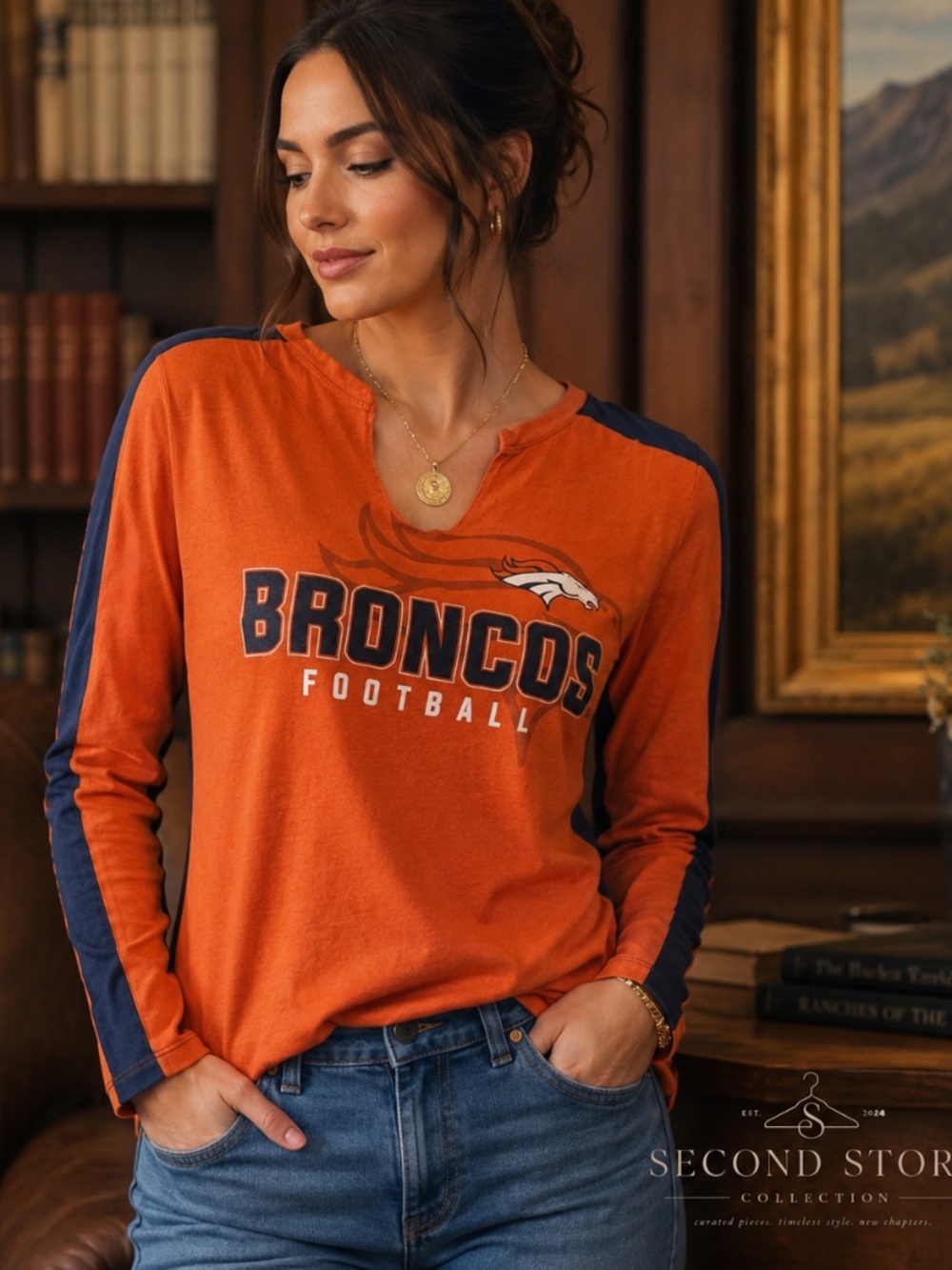 Denver Broncos women’s shirt Long Sleeve NFL Gear Football Size large